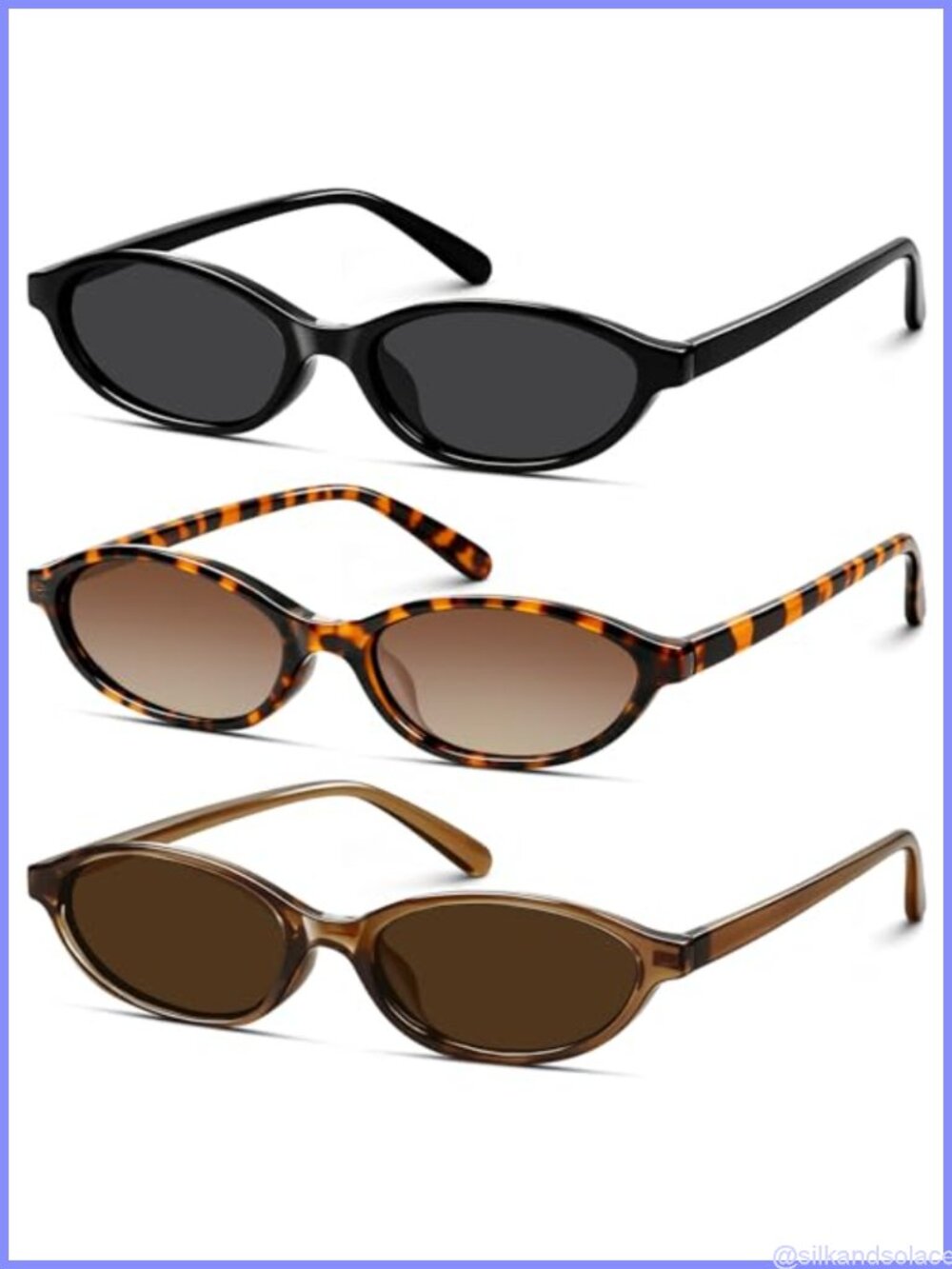 Retro Oval Cat Eye Sunglasses UV400 Narrow Frame for Small Faces